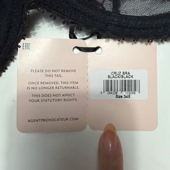 AGENT PROVOCATEUR NWT Cruz Mesh Plunge Underwired Bra in Black Size 34E - Picture 12 of 12